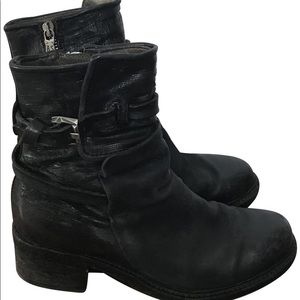A.S.98 Black Netta 2-Part Leather Moto Boots